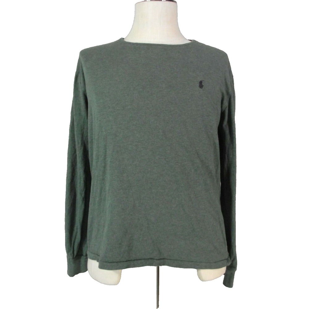 Polo Ralph Lauren Shirt Men L Blue Long Sleeve Crew Neck Cotton Preppy Logo